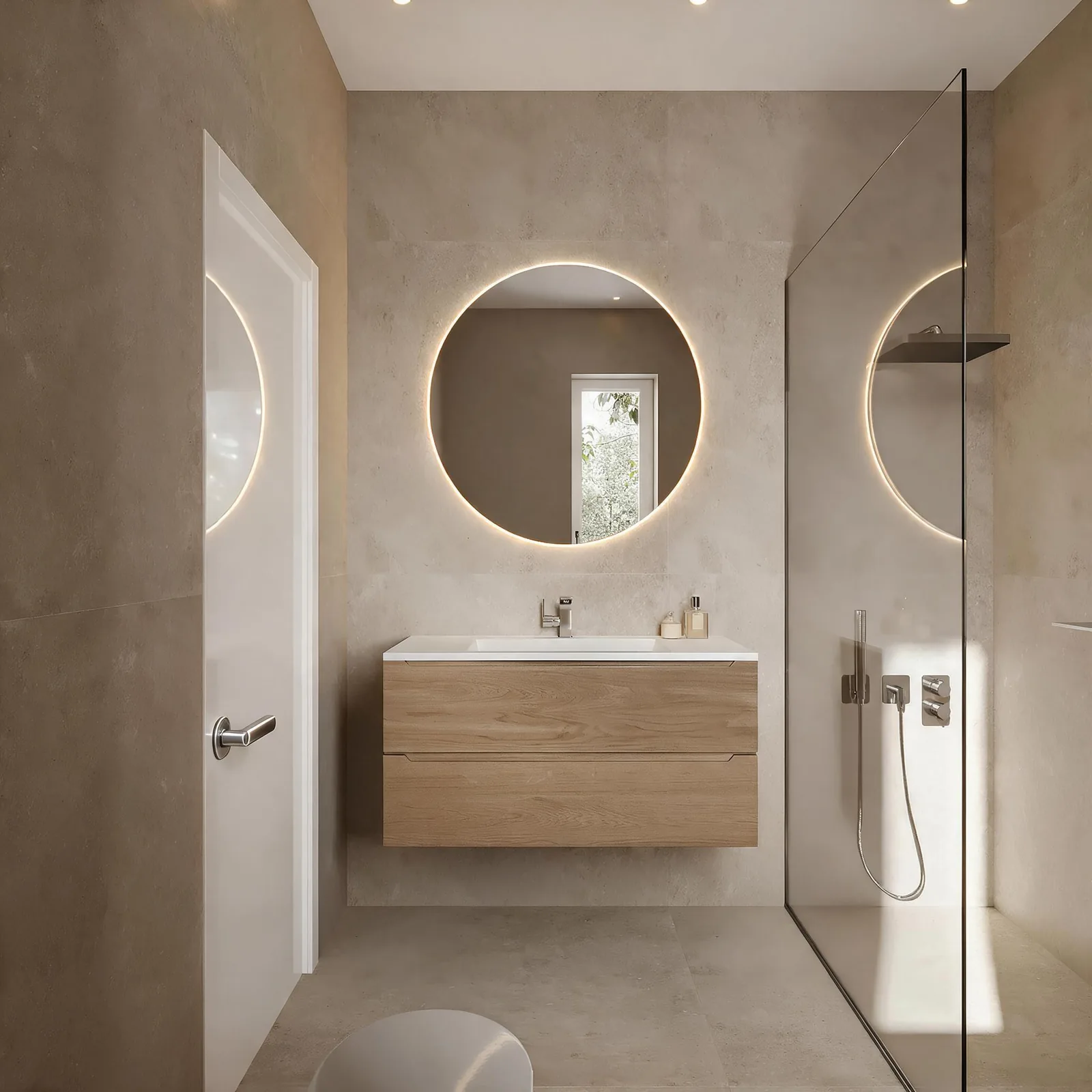 Baño completo de El Bedul con ducha · infografía orientativa